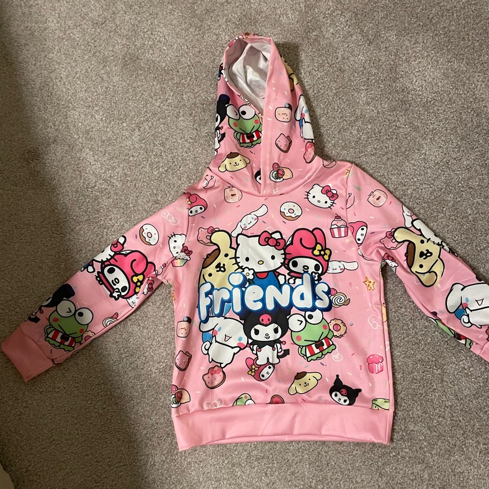 Brand new sz 5 - 6 kids Hello Kitty and friends Pink hoodie pullover Jacket
